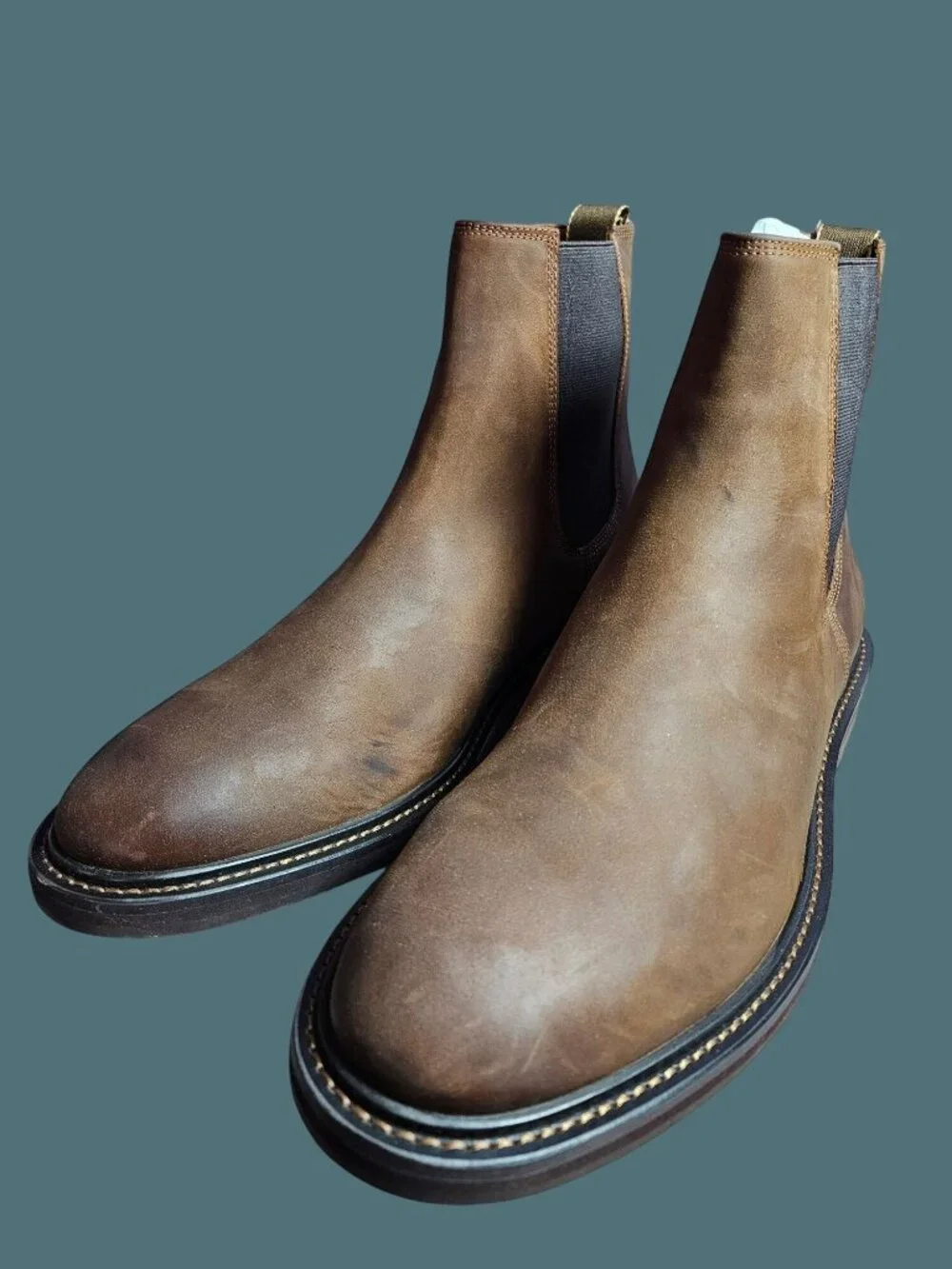 Quince Cow Leather Chelsea Rugged Lug Sole Pull Tab Boots Men Size 13
